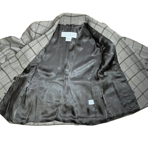 ESCADA Wool Double Breasted Plaid Blazer Jacket Women Size 38 (Medium) - Picture 3 of 11